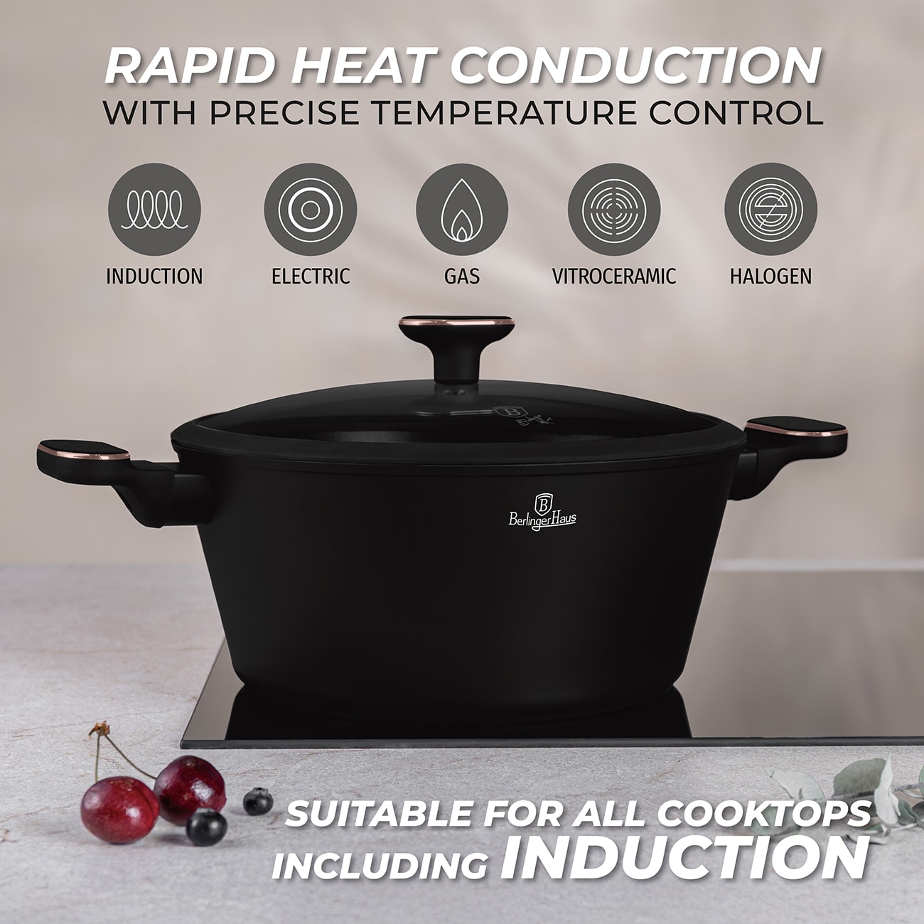 Berlinger Haus Black Rose lonac s poklopcem BH-8357 - Slika 2